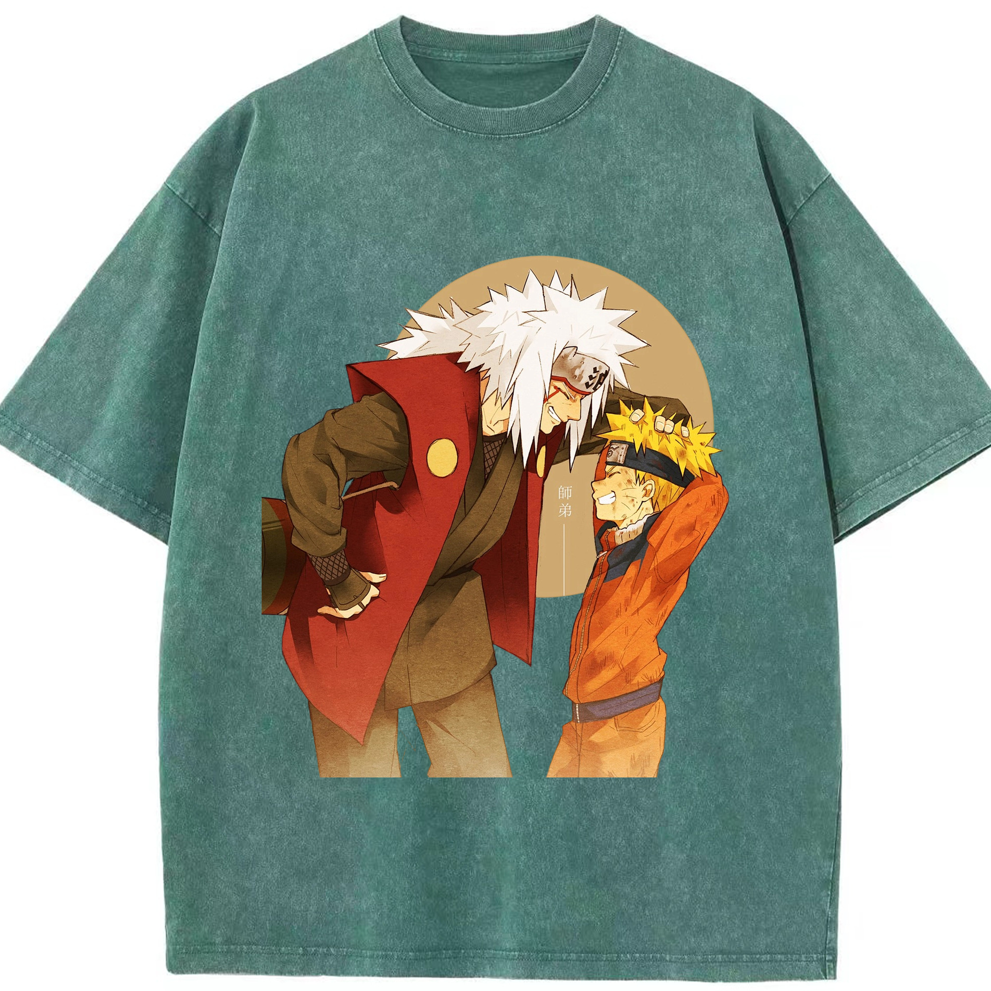 （画像用） NARUTO -ナルト- 自来也（じらいや） Jiraiya 綿100% ヴィンテージ風 半袖Tシャツ（フロントプリント）